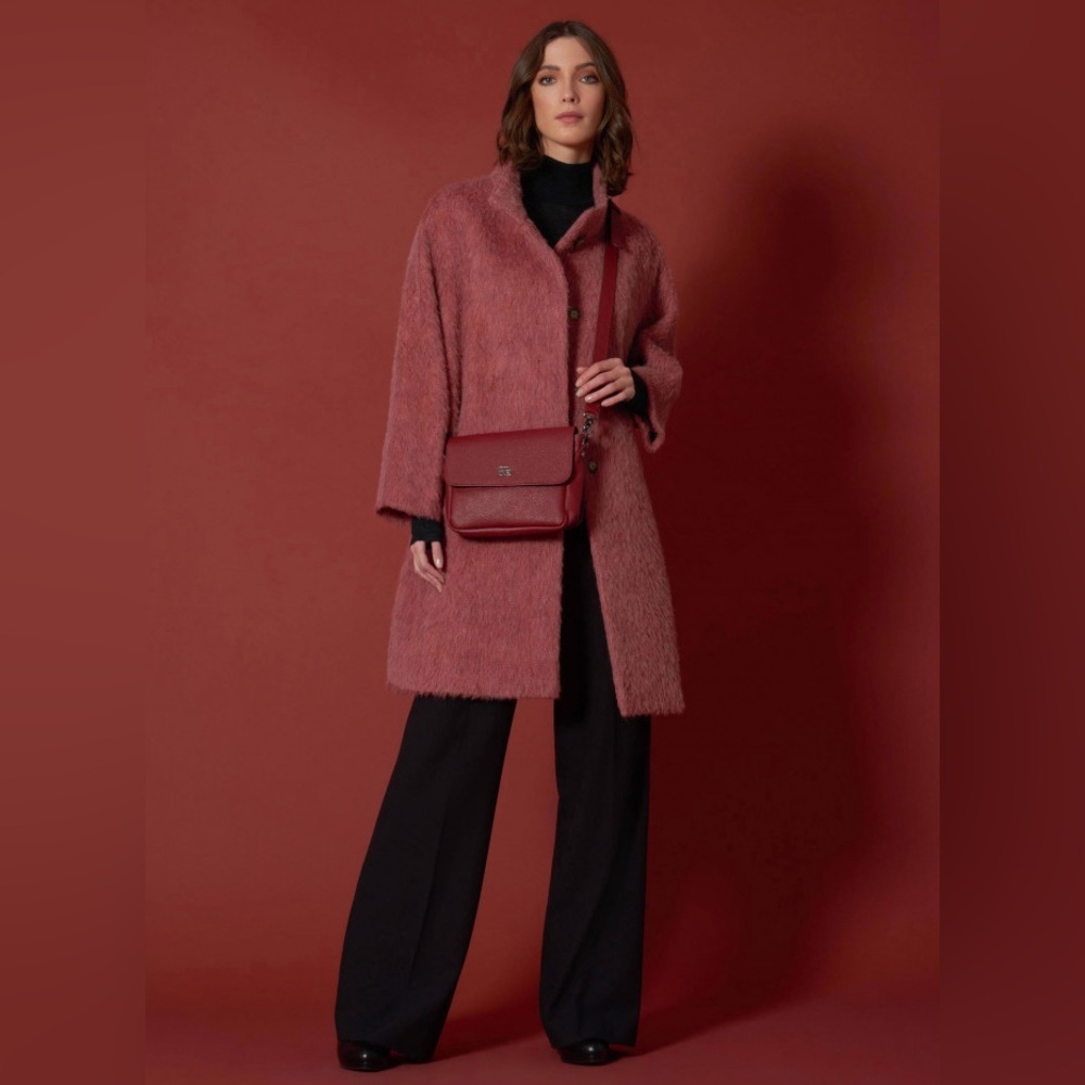 Cinzia Rocca Icons Long-Haired alpaca Coat Size 6 Made In Italy $1680.00